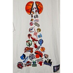 Vtg 1996 NBA 30 Team Conference UNK Loungewear Graphic T-Shirt Men’s MEDIUM NWOT